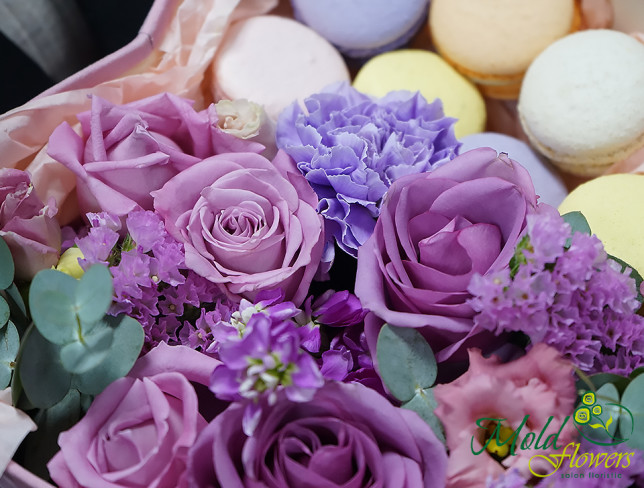 Pink Heart with Flowers and Macarons photo